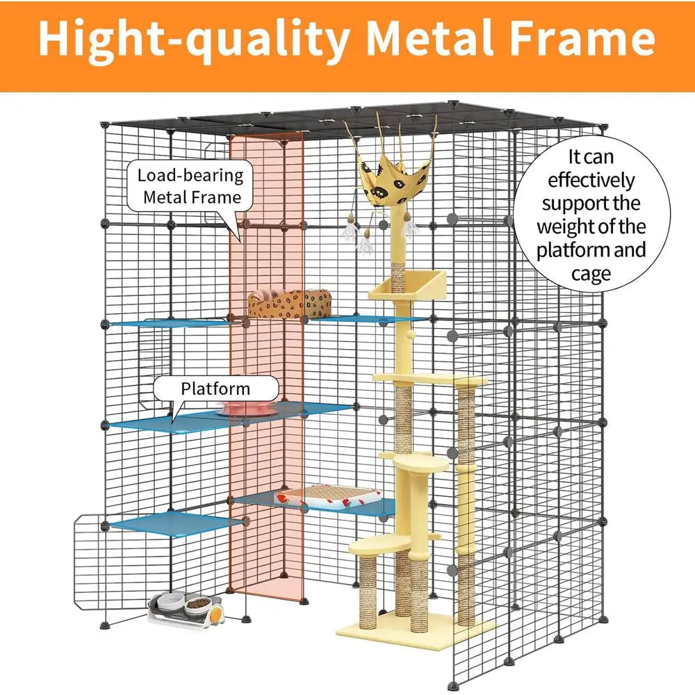 5 Tier Cat Playpen Cage With Detachable Metal Wire Kennels