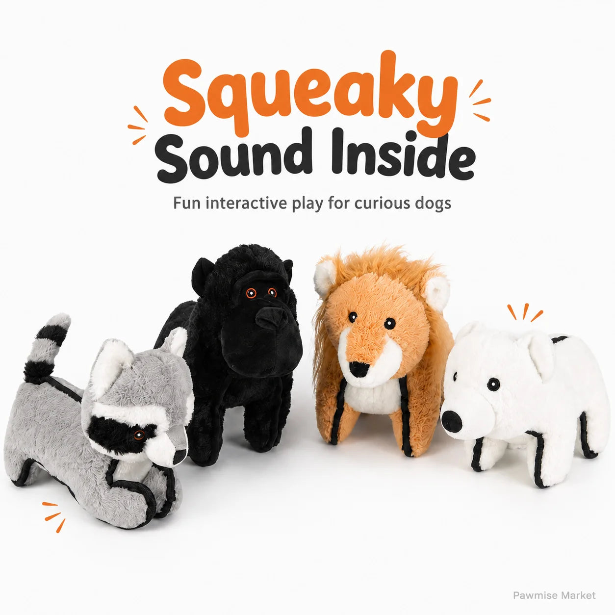 Plush Squeaky Dogs and Cats Toys Set for Anxiety Relief