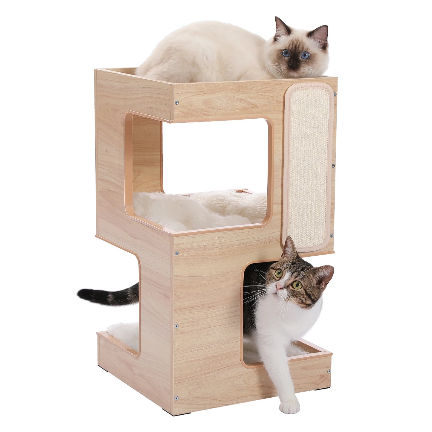 PAWZ Road Wood Cat Condo Bed With Removable Mats Kitty