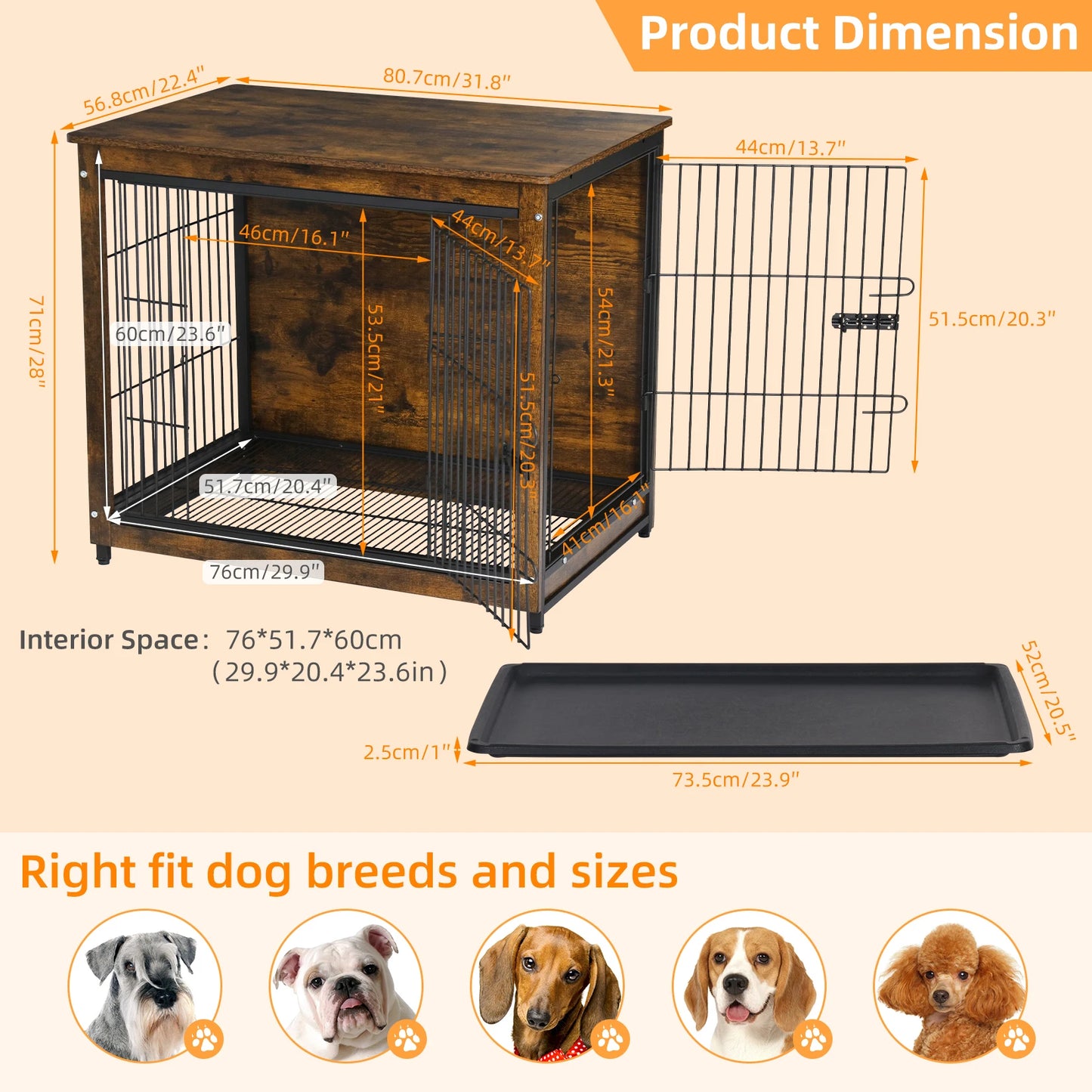 Wooden Dog Crate End Table For Medium To Large Dogs