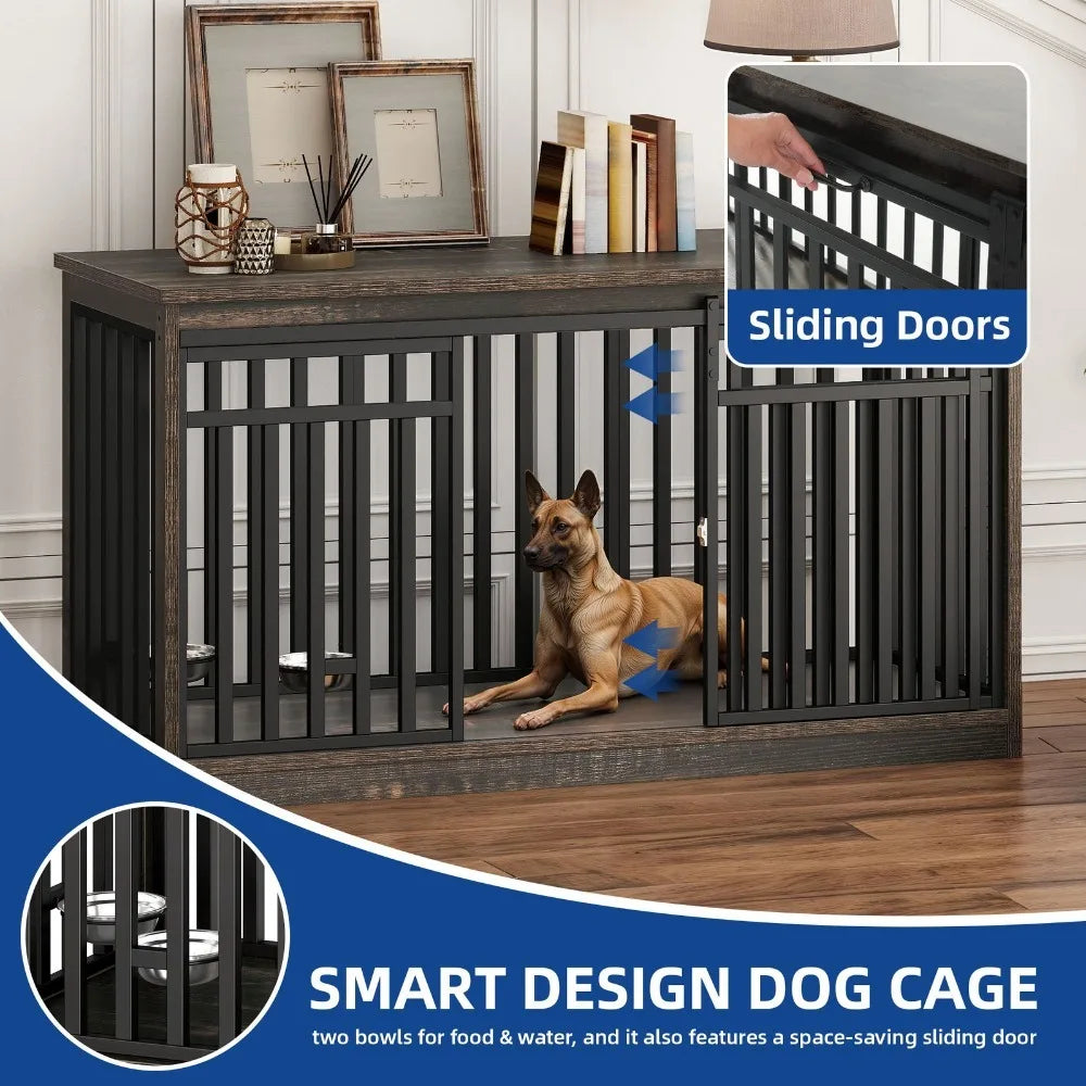Heavy Duty Metal Dog Crate Kennel With Sliding Door