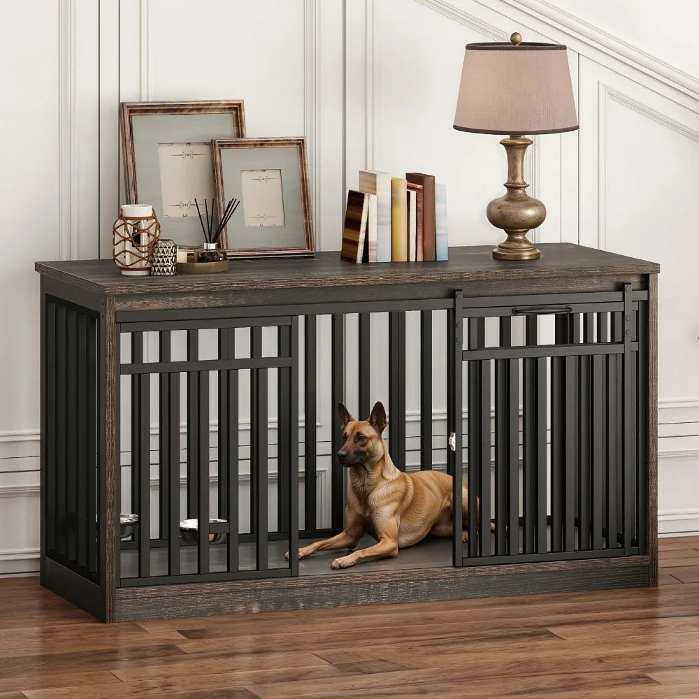Heavy Duty Metal Dog Crate Kennel With Sliding Door