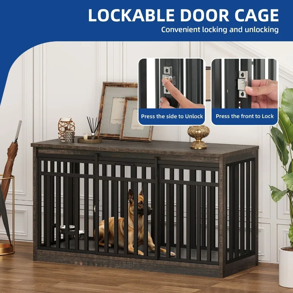 Heavy Duty Metal Dog Crate Kennel With Sliding Door
