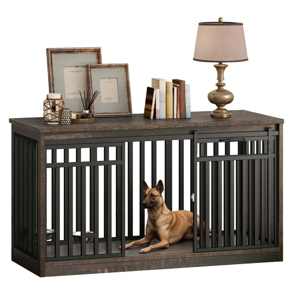 Heavy Duty Metal Dog Crate Kennel With Sliding Door