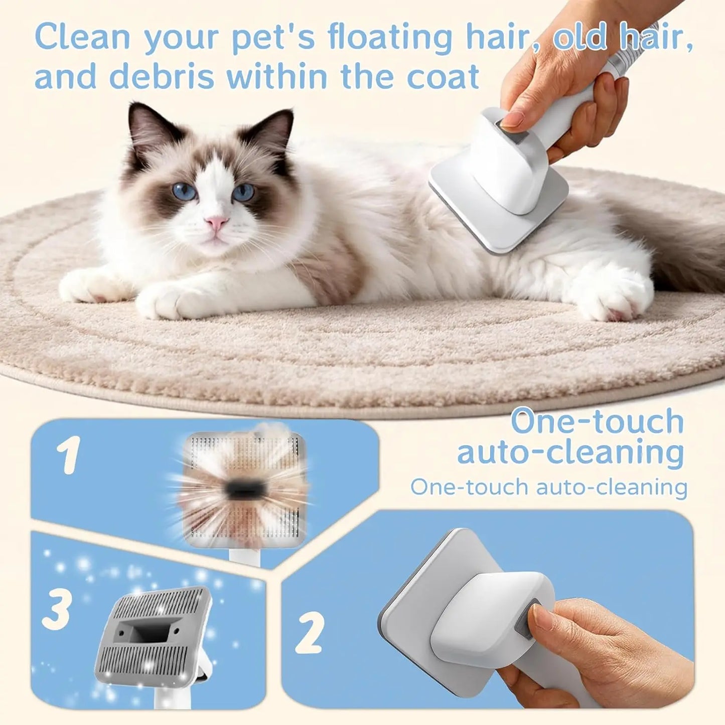 Dog Grooming Vacuum Kit 7 In 1 With Deshedding Mitts And Trimmer