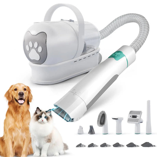 Dog Grooming Vacuum Kit 7 In 1 With Deshedding Mitts And Trimmer