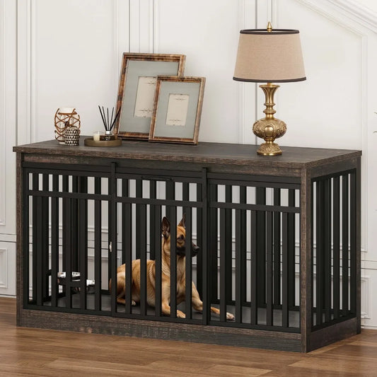 Heavy Duty Metal Dog Crate Kennel With Sliding Door