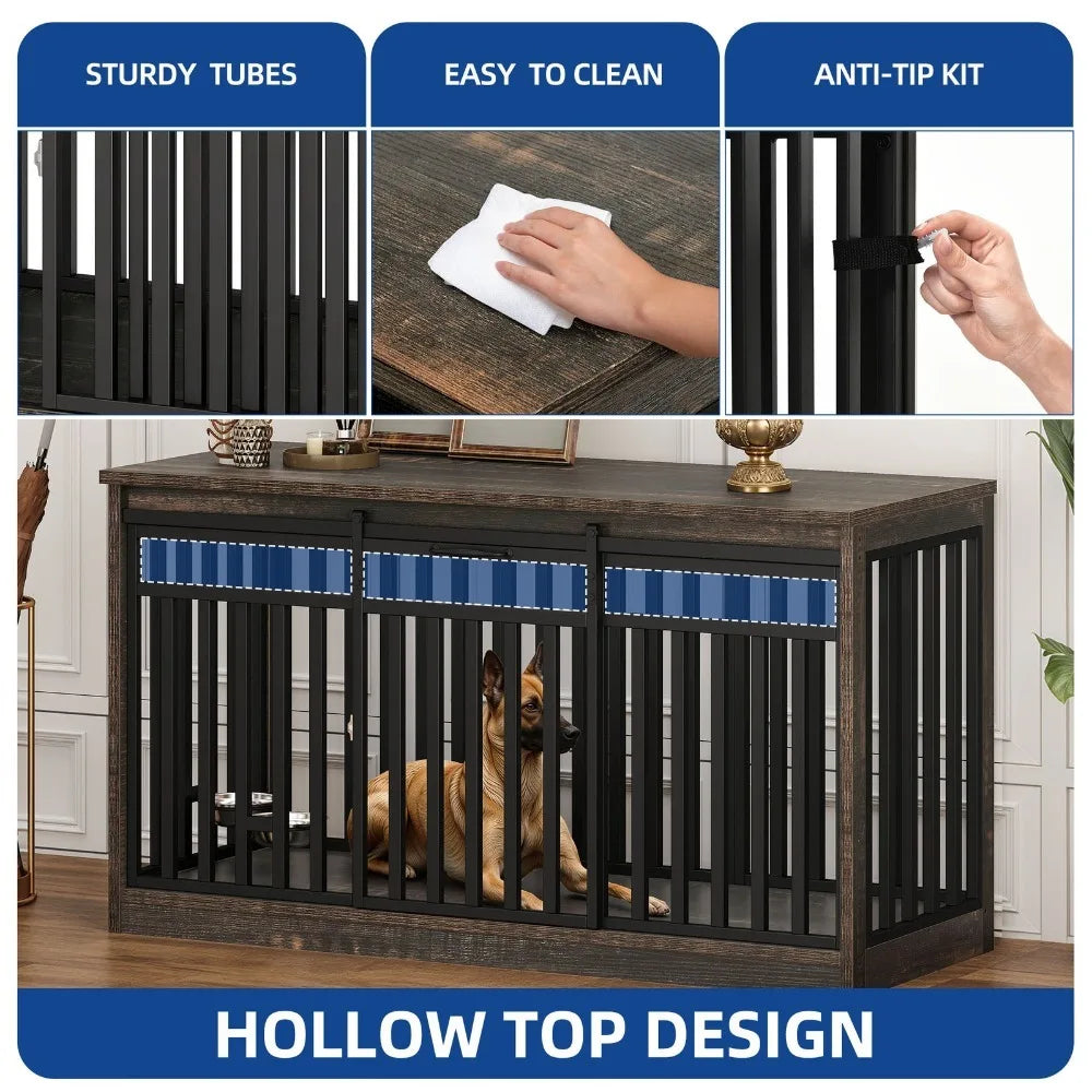 Heavy Duty Metal Dog Crate Kennel With Sliding Door