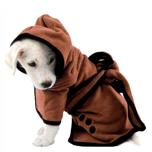 Pet Bathrobe Microfiber Towel With Hat For Dogs And Cats
