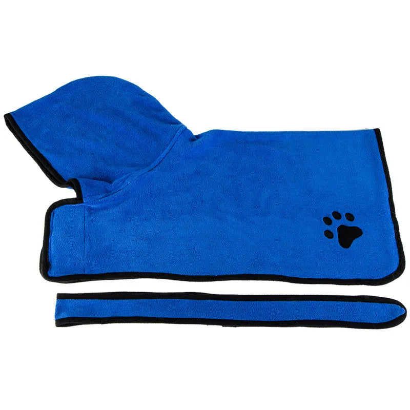 Pet Bathrobe Microfiber Towel With Hat For Dogs And Cats