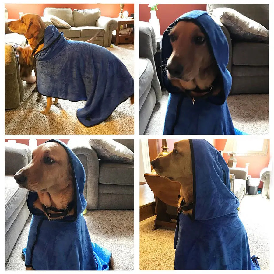 Pet Bathrobe Microfiber Towel With Hat For Dogs And Cats