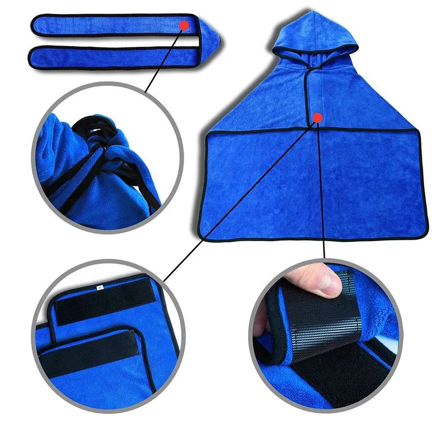 Pet Bathrobe Microfiber Towel With Hat For Dogs And Cats