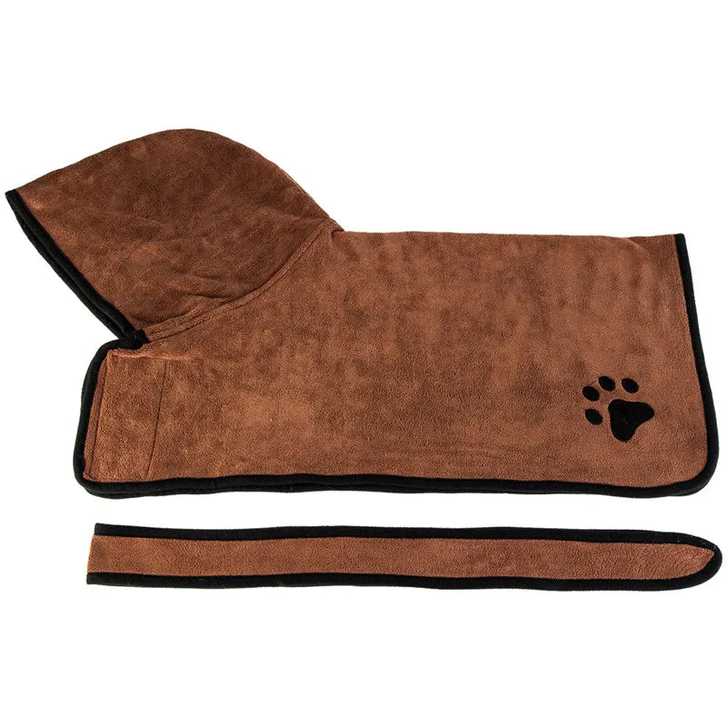 Pet Bathrobe Microfiber Towel With Hat For Dogs And Cats