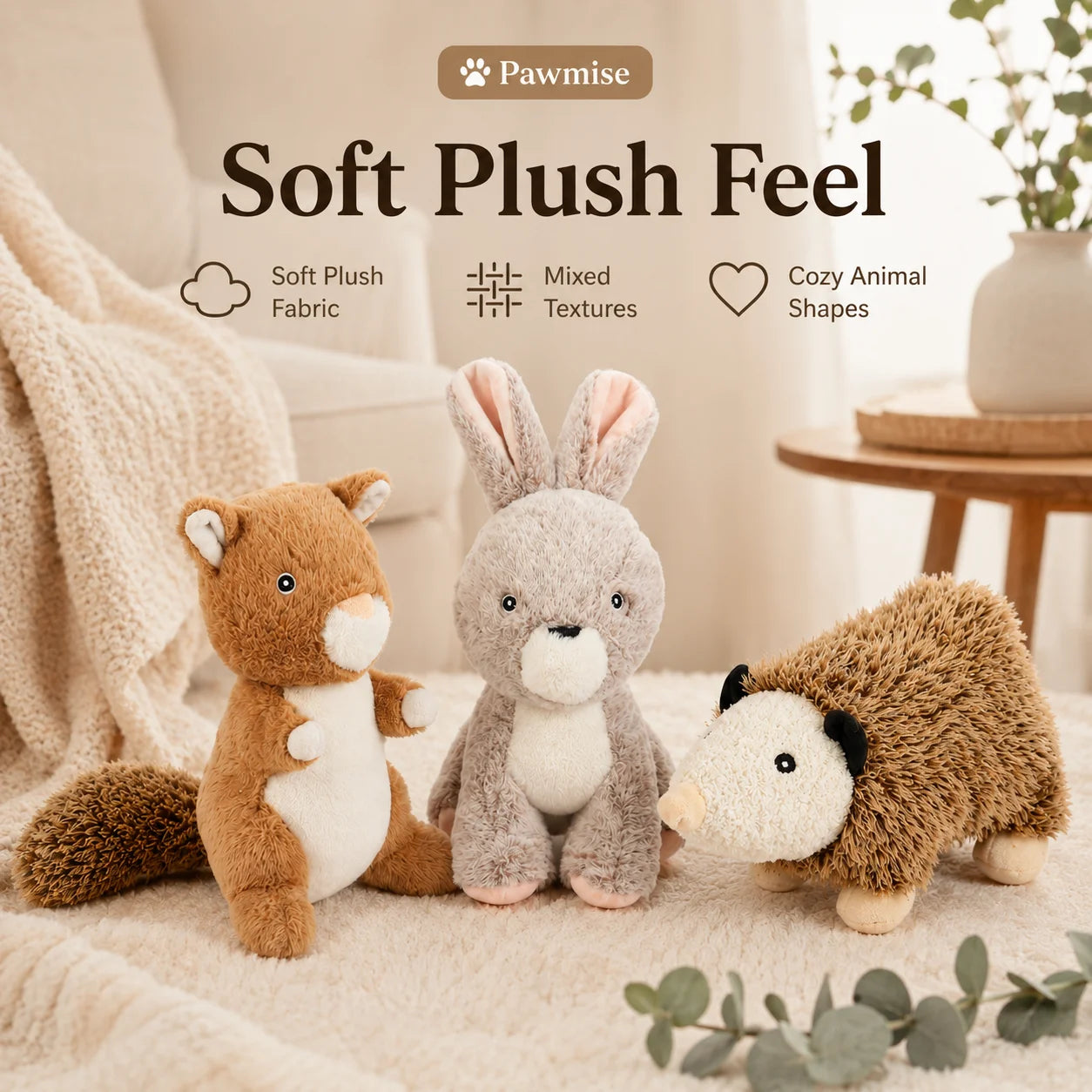 Three-Piece Squeaky Plush Toy Set For Small Dogs And Cats