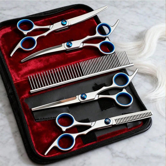 SHUYU 6 Piece Professional Pet Grooming Scissors Set Stainless Steel
