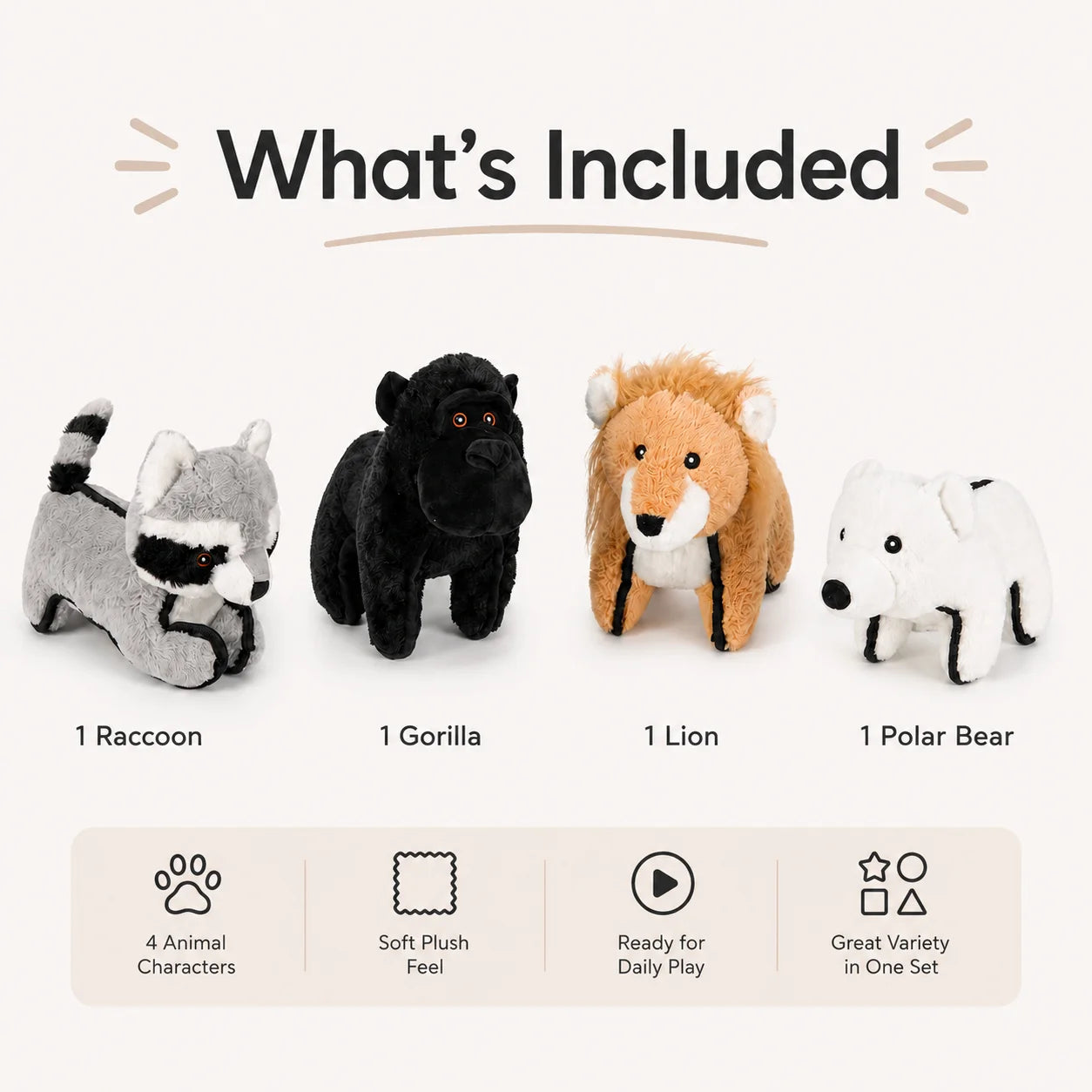 Plush Squeaky Dogs and Cats Toys Set for Anxiety Relief