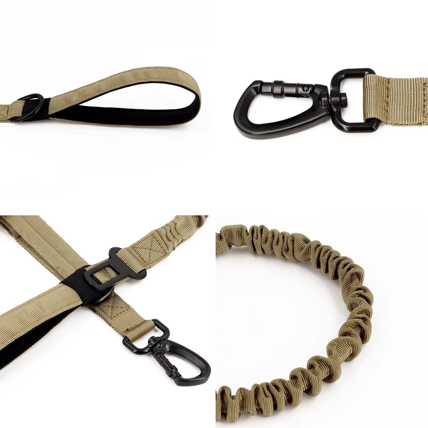 Military Tactical Dog Leash With Adjustable Rope And Dual Handles