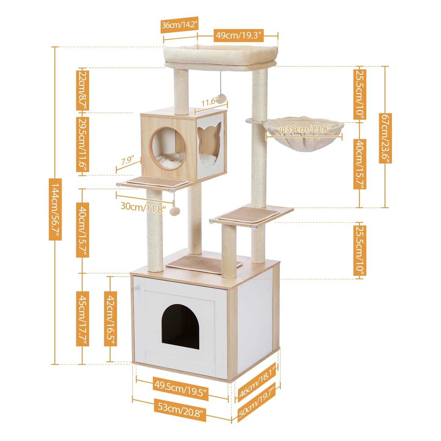 PAWZ Ro Multi Level Cat Tree Wood Tower Scratching Posts