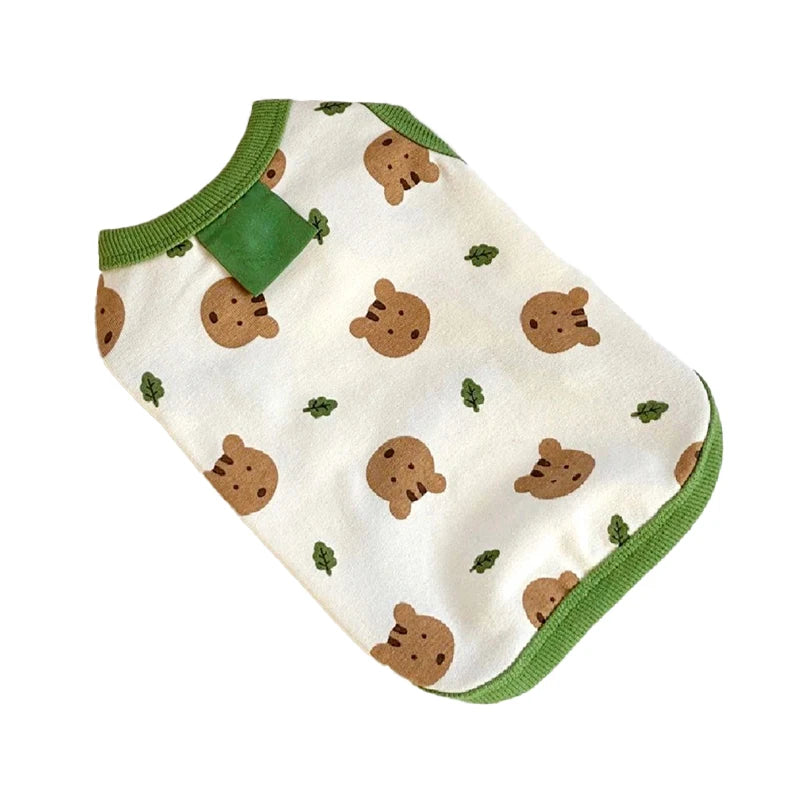 Bear Print Puppy Summer Vest Dog T Shirt Cartoon Clothing