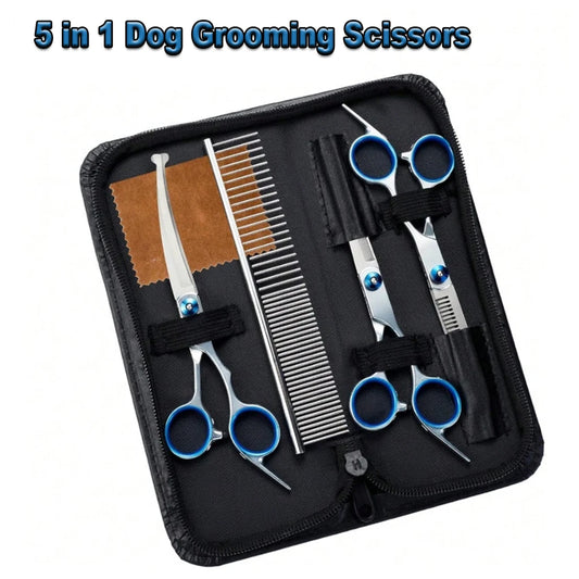 SHUYU Pet Grooming Scissors Kit Stainless Steel Shears With Case