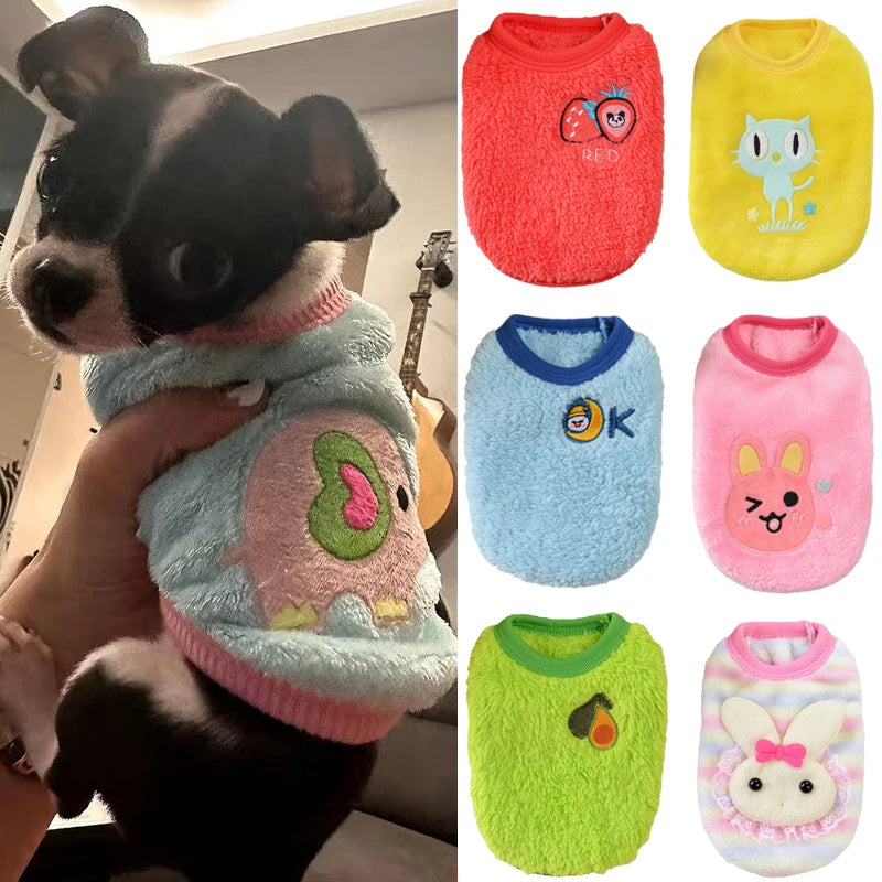 Cute Print Tea Cup Dog Sweater Winter Fleece Coat For Dogs