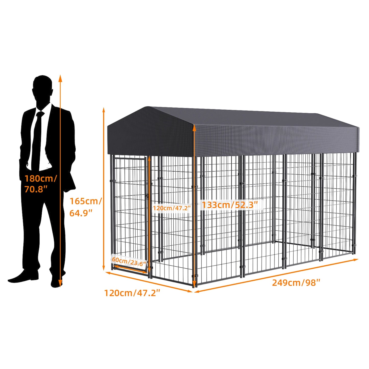 Outdoor Dog Kennel With UV Waterproof Cover And Welded Wire
