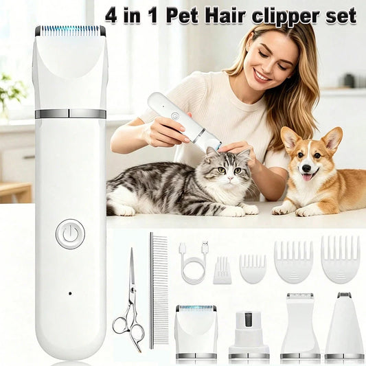 Shuyu 4-in-1 Pet Hair Clipper Cordless Rechargeable Grooming Kit