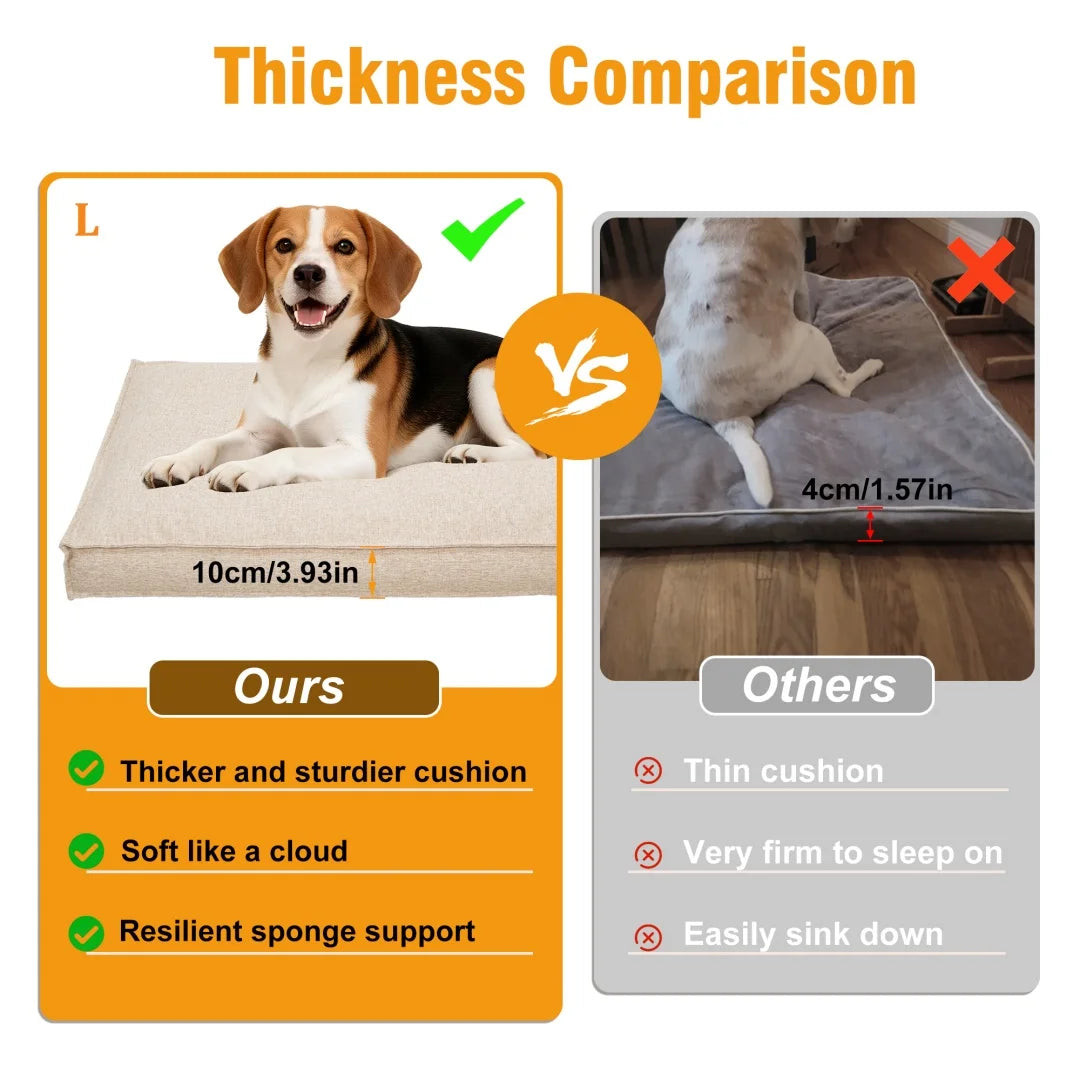 Bingopaw Dog Bed With Linen Cover Foam Base Waterproof Lining