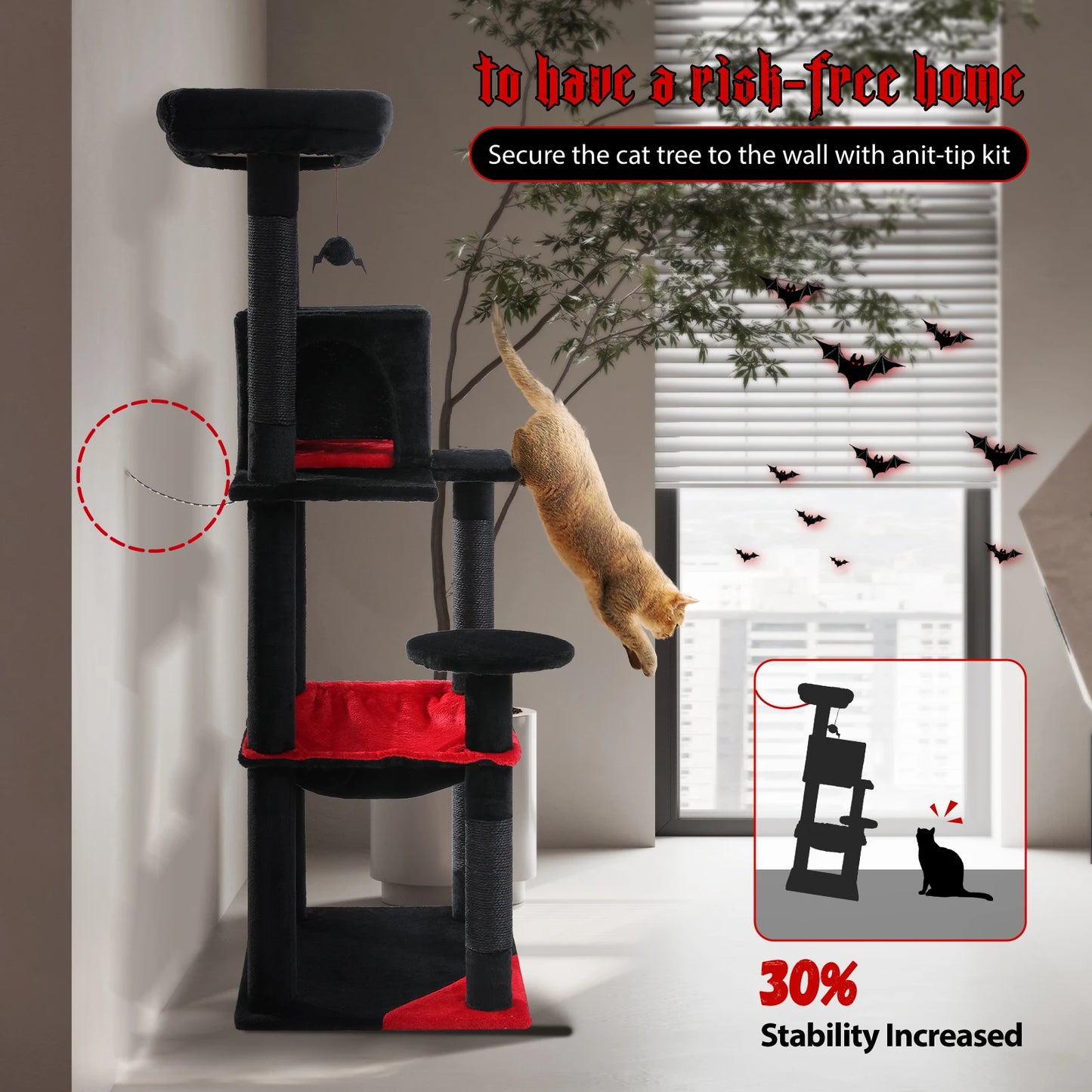 PAWZ Road Gothic Cat Tree Indoor Tower With Large Hammock