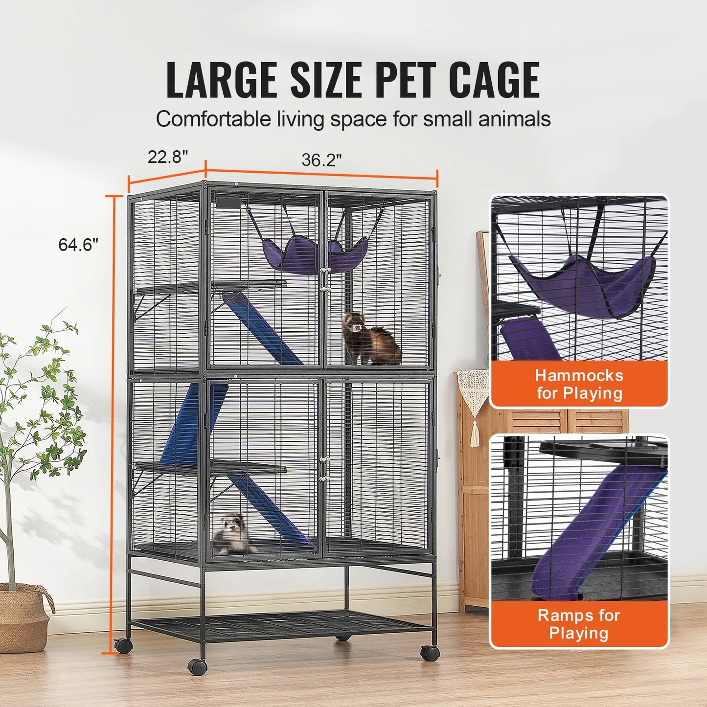 SucceBuy Rolling Metal Ferret Cage Four-Tier Critter Nation Cage