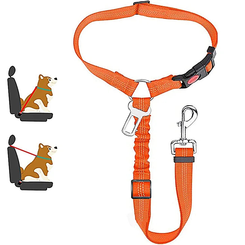 Solid Two-in-One Pet Car Seat Belt Harness Leash Adjustable