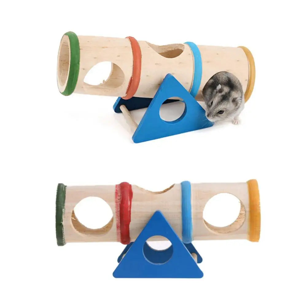 Colorful Wooden Hamster Seesaw Toy And Small Pet Play Set