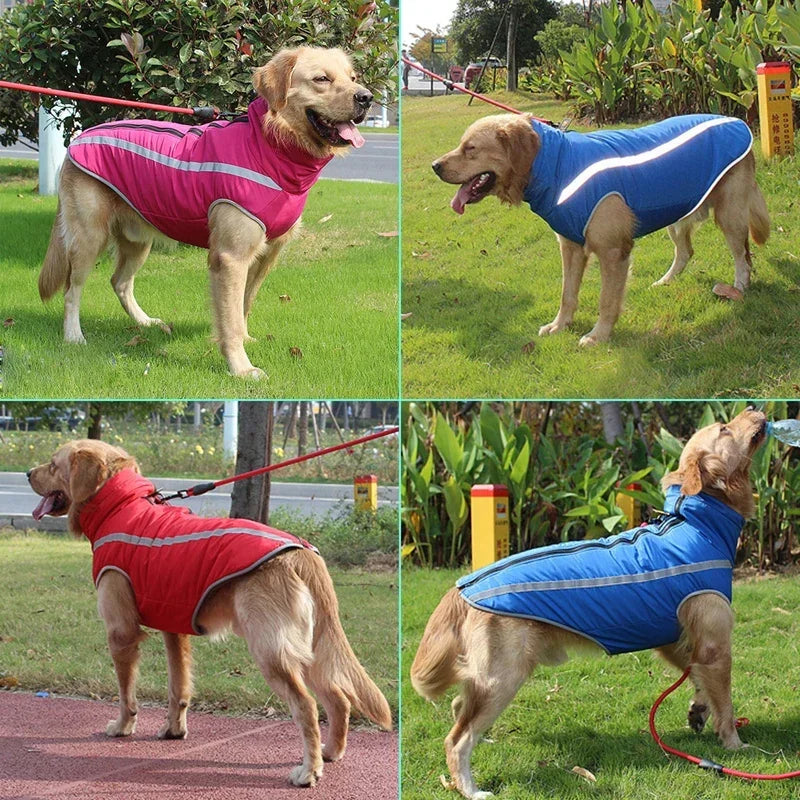 Waterproof Winter Dog Coat For Large Dogs Reflective Padded Fleece