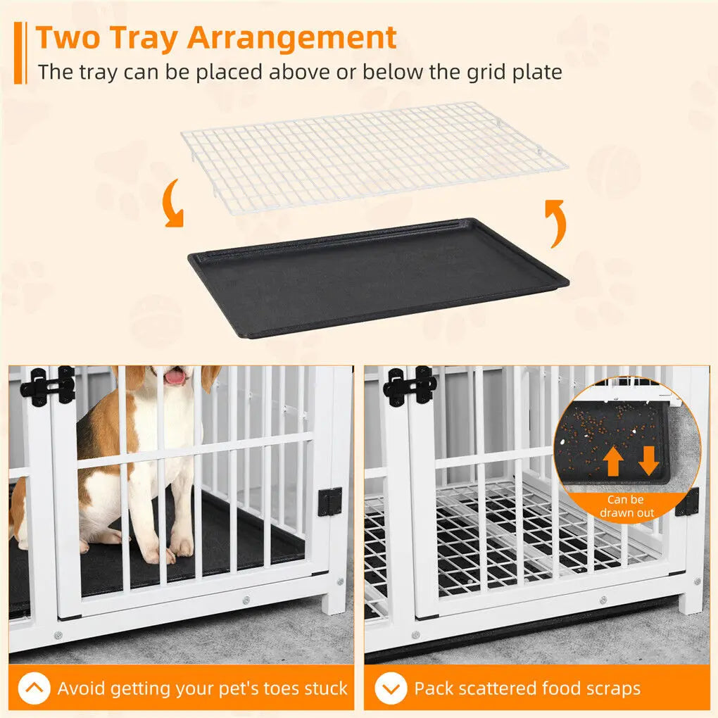 Bingopaw Heavy Duty Dog Kennel Steel Wooden End Table Crate