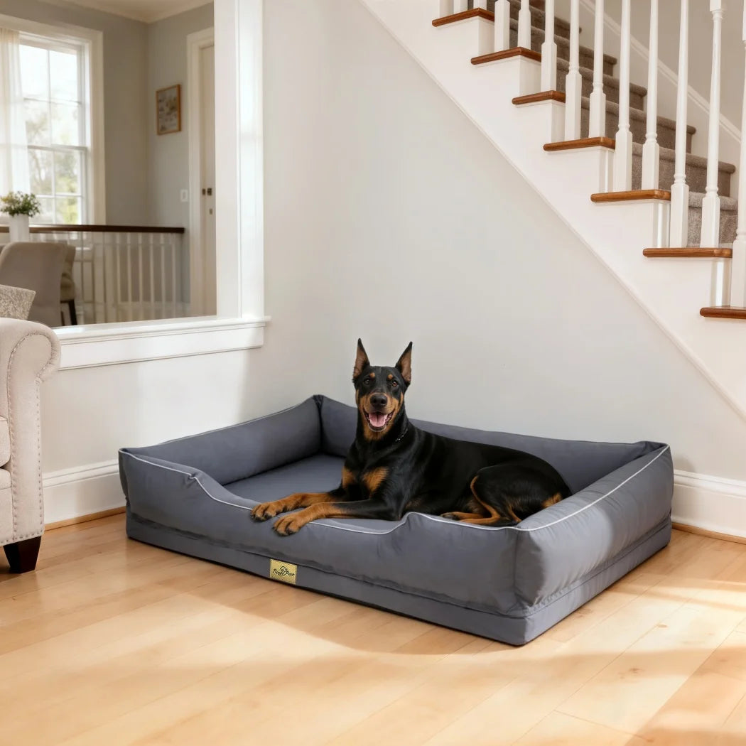BORWART Orthopedic Dog Bed With Bolster Sides And Washable Cover