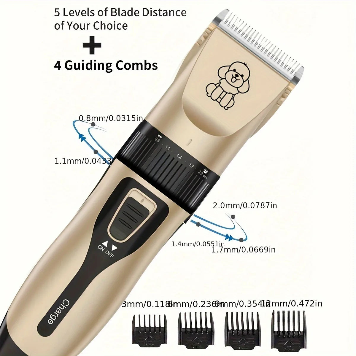 YUKU USB Rechargeable Pet Grooming Kit Cordless Trimmer for Dogs and Cats