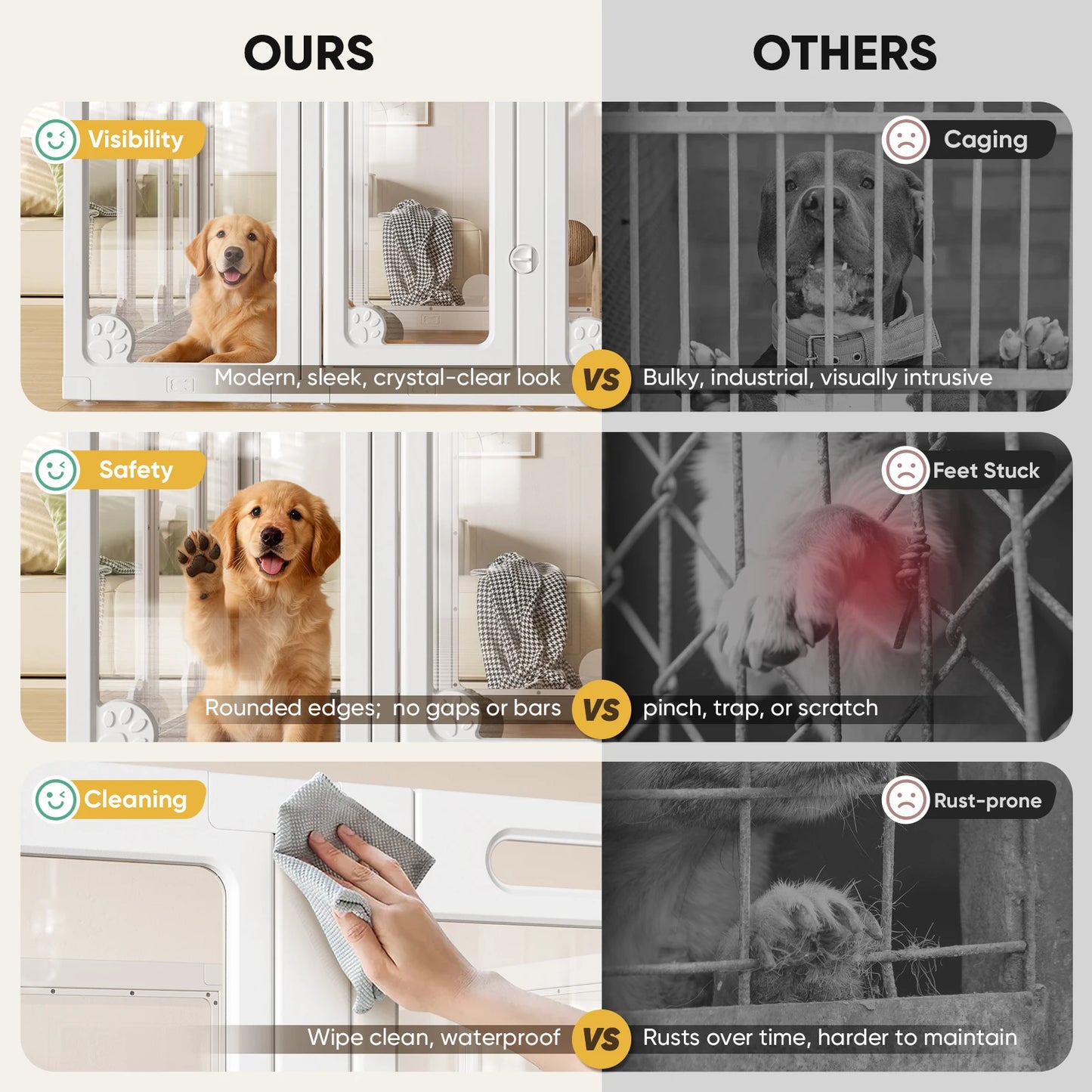 Jetting Acrylic Dog Play Pen For Small Dogs With Door
