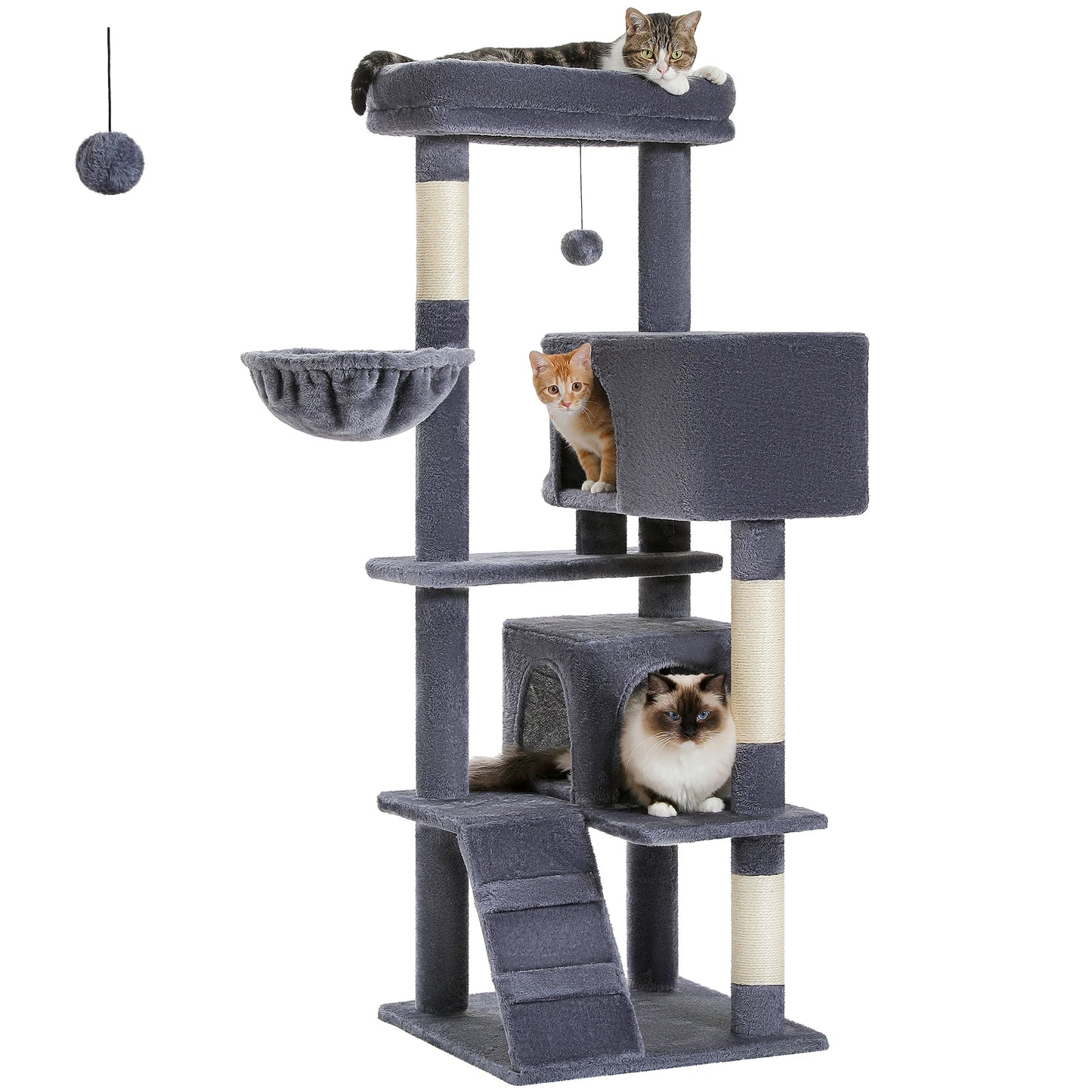 PEQULTI Five Level Cat Tree With Hammock And Cozy Condos