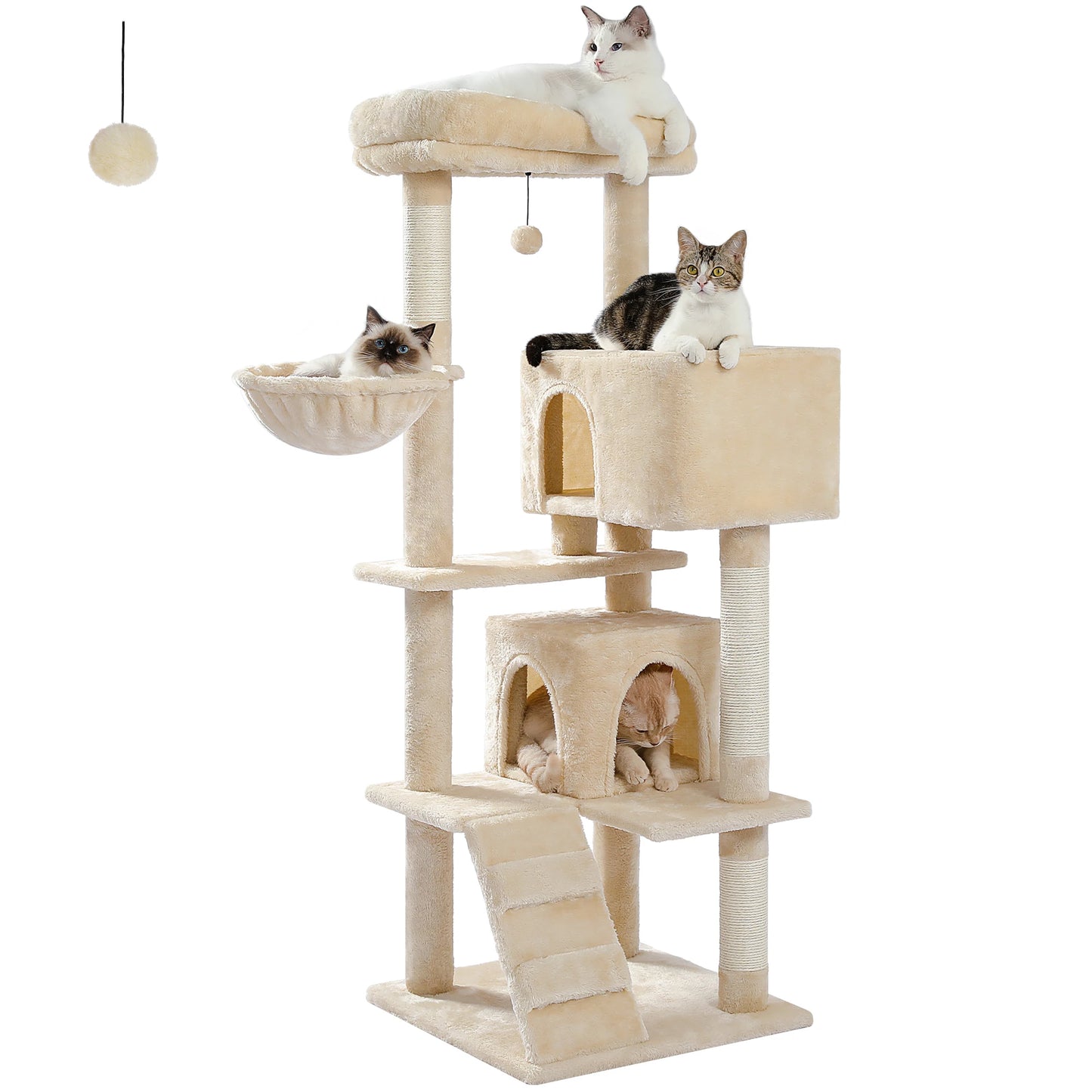 PEQULTI Five Level Cat Tree With Hammock And Cozy Condos