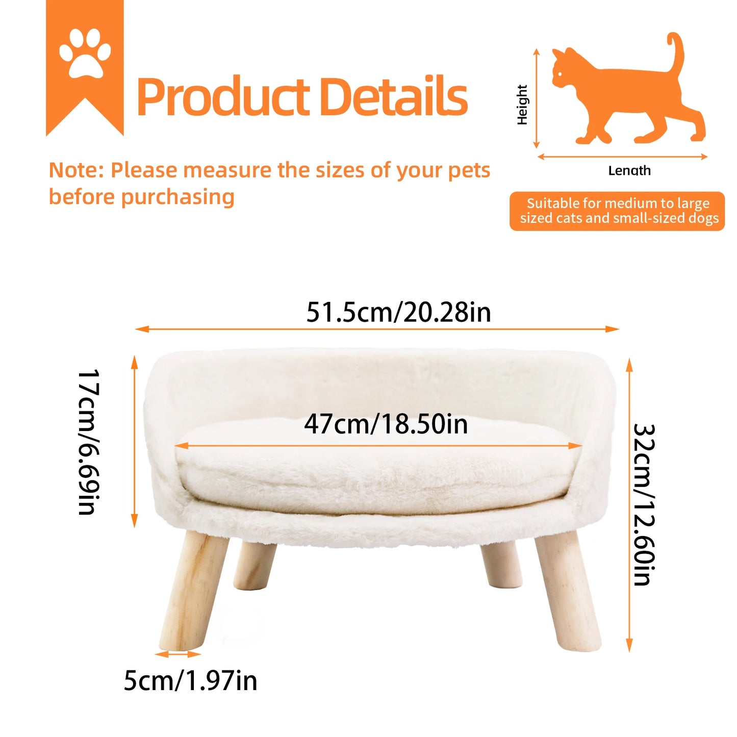 BORWART Ultra Soft Elevated Dog Cat Sofa Bed Waterproof Cushion