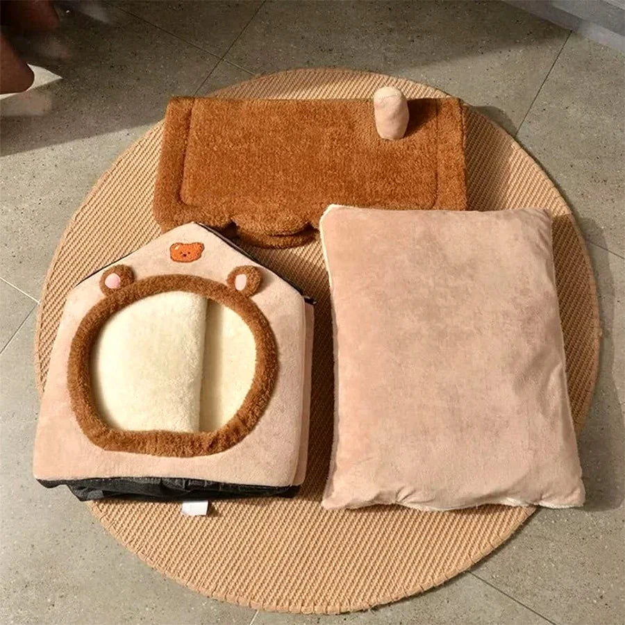 Foldable Pet House Removable Washable Cat And Small Dog Bed