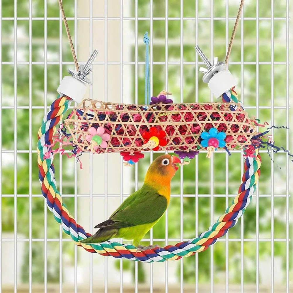 Bird Chew Toys Foraging Paper Ball Cage Hanging Set