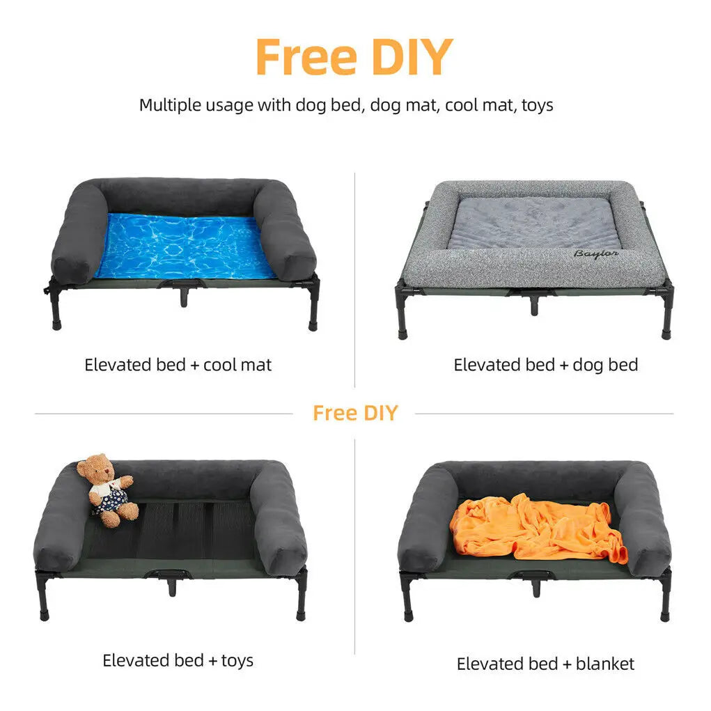 BINGOPAW Elevated Pet Bed With Detachable Bolster Cooling For Pets