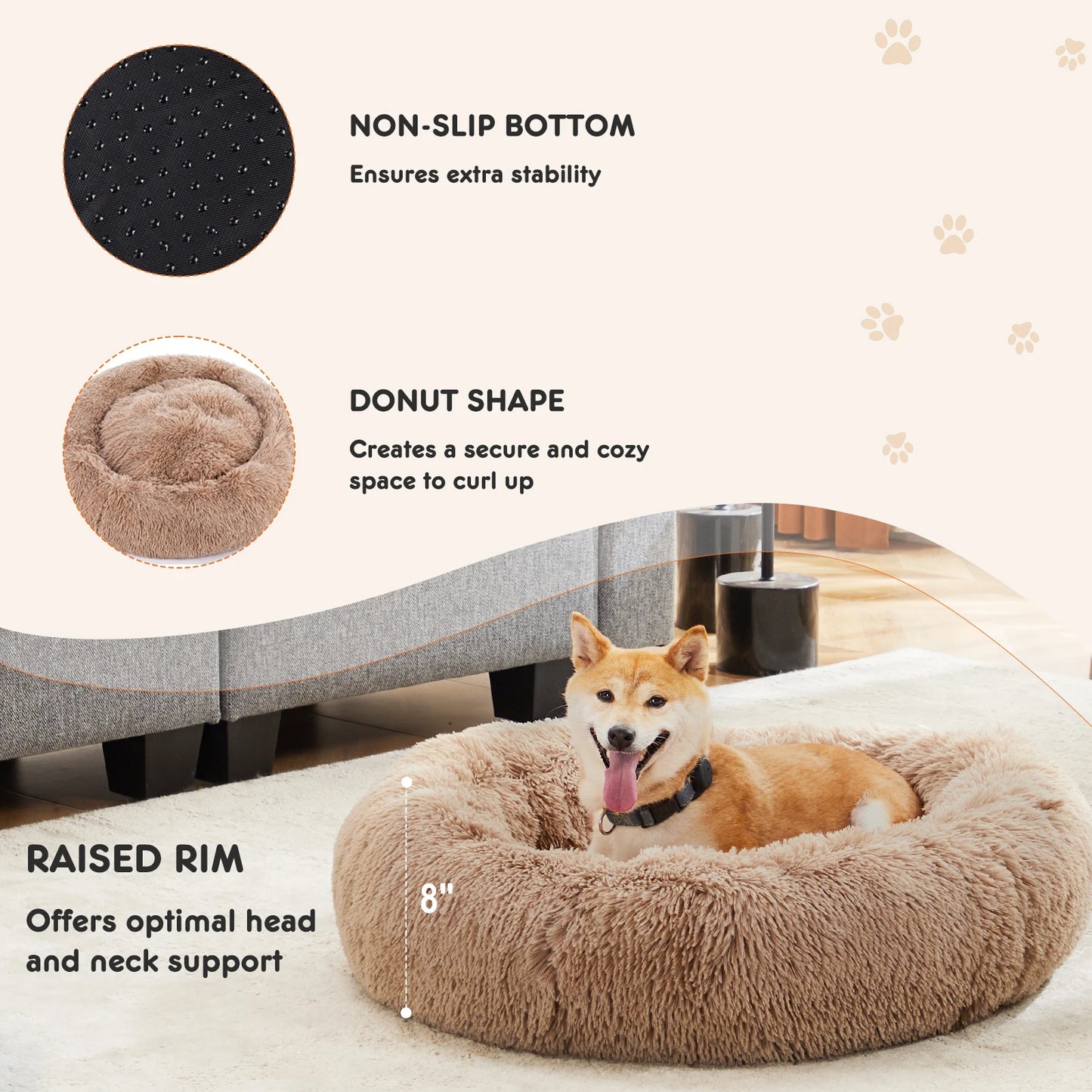 JHK Calming Dog Bed For Medium To Large Dogs Washable