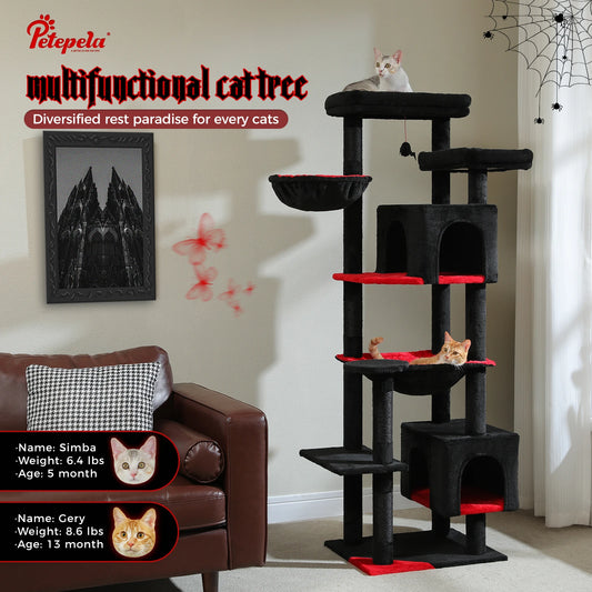 PAWZ Road Tall Cat Tree With Hammock And Scratching Posts