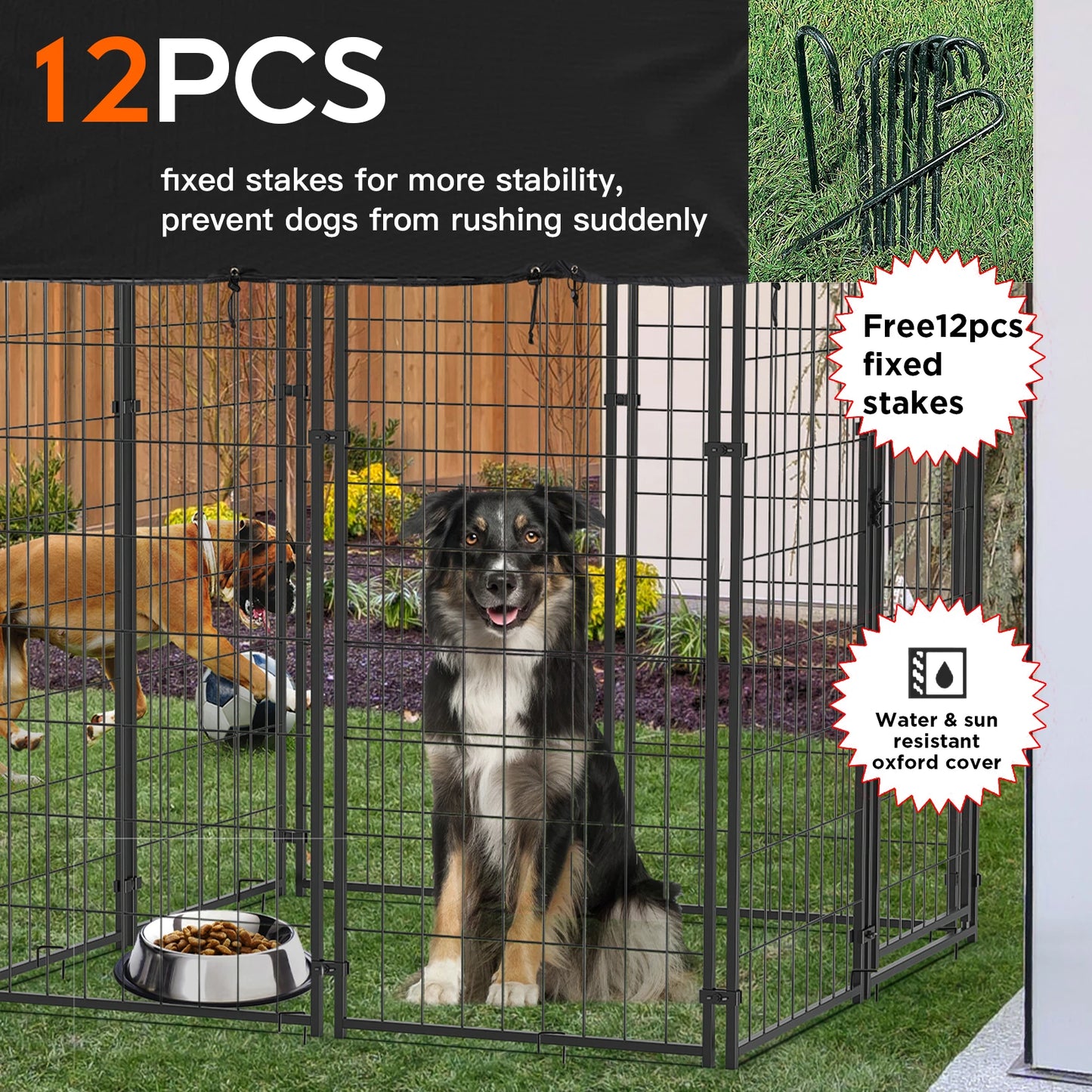 Outdoor Dog Kennel With UV Waterproof Cover And Welded Wire