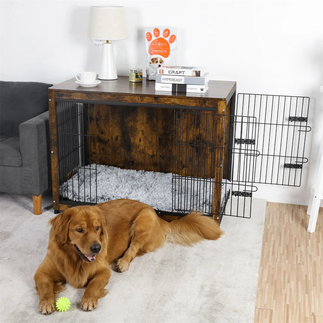 Wooden Dog Crate End Table For Medium To Large Dogs