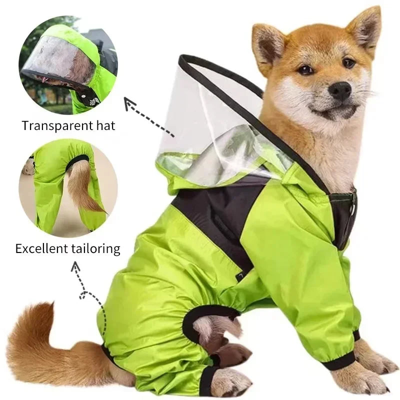 Transparent Hooded Dog Raincoat Waterproof Jacket For Pets