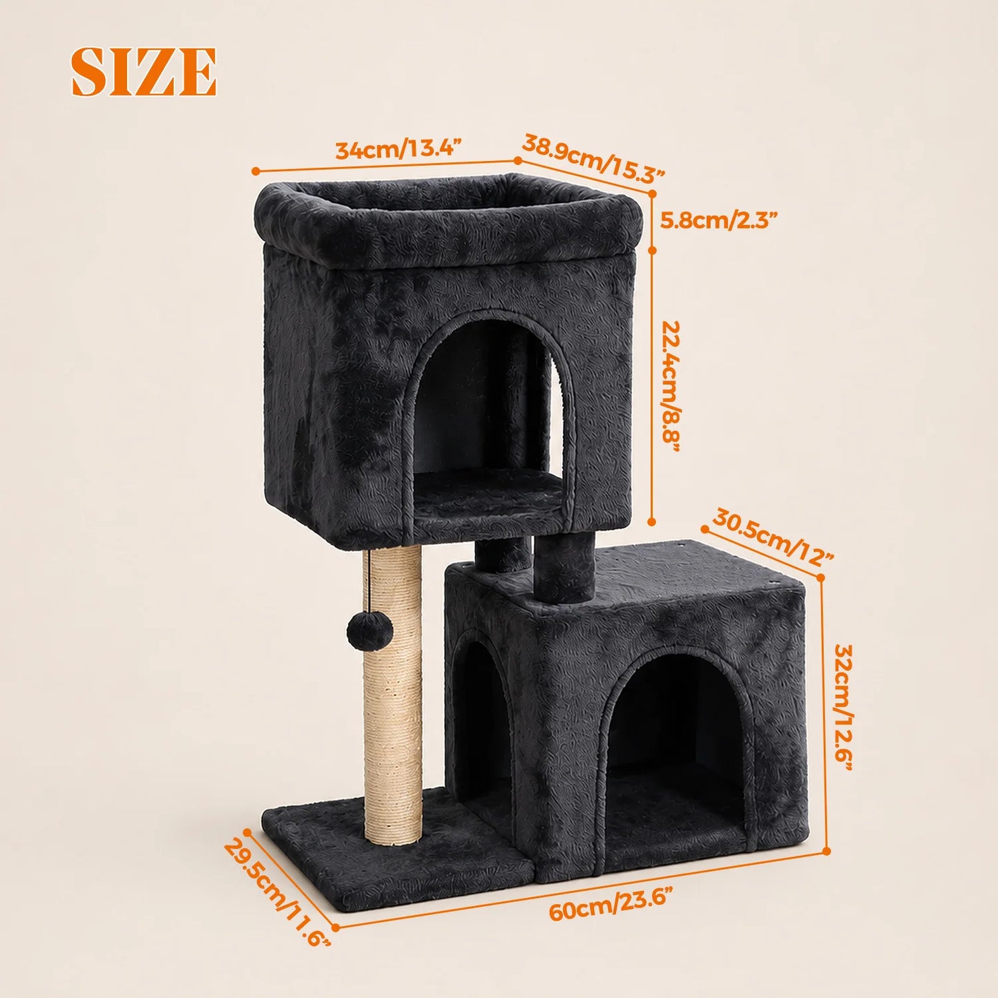 PAWZ Road Cat Tree With Condos And Sisal Scratching Post