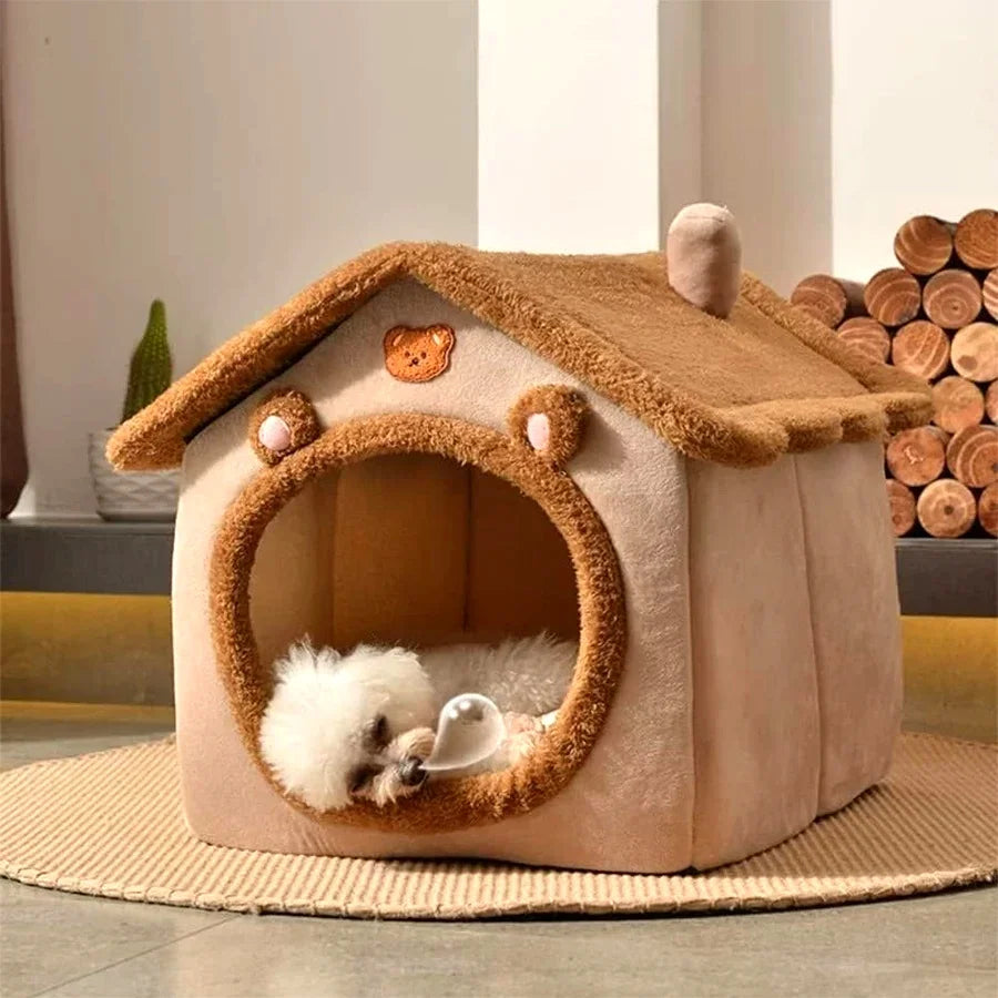 Foldable Pet House Removable Washable Cat And Small Dog Bed